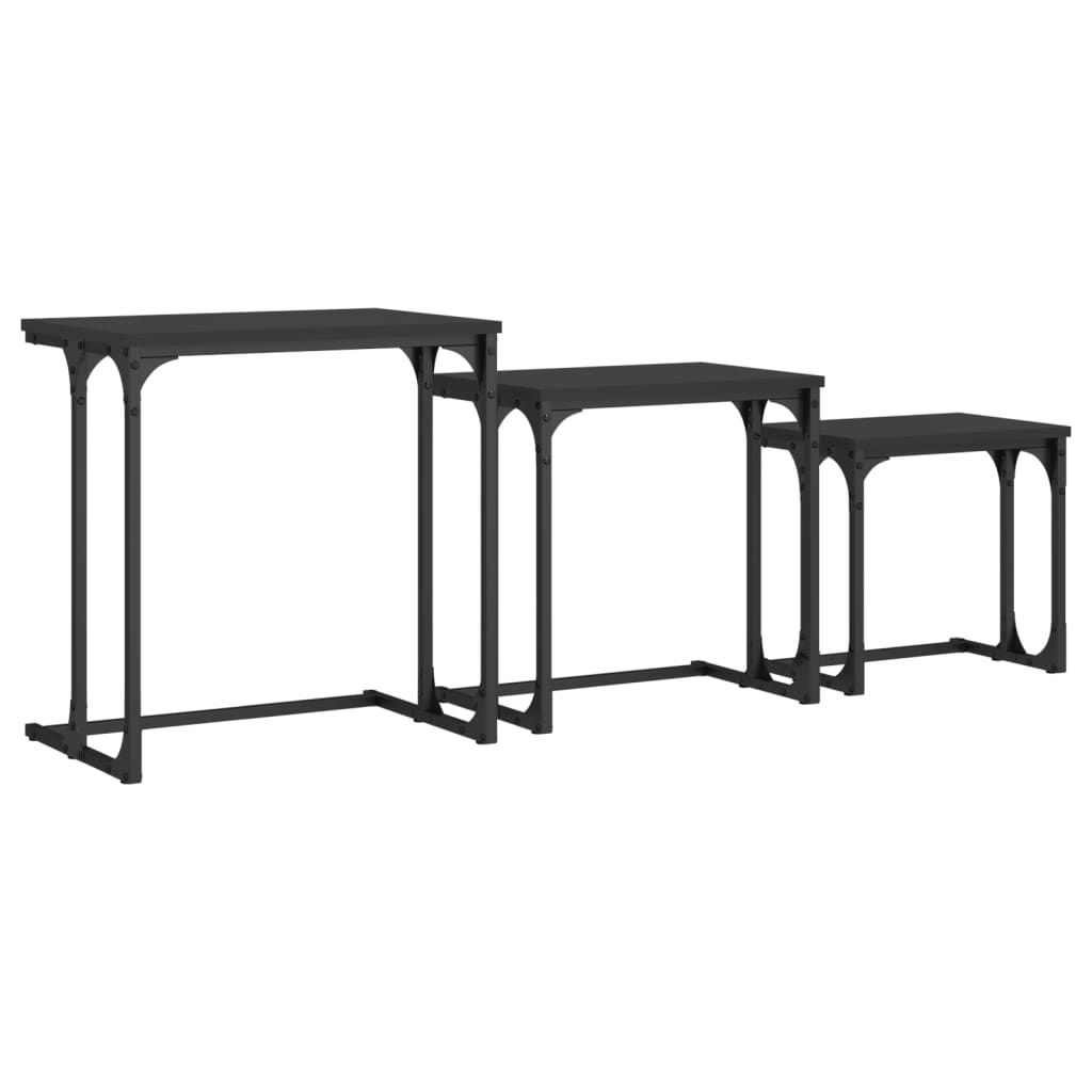 Tables basses gigognes 3 pcs noir bois d’ingénierie - Tables basses