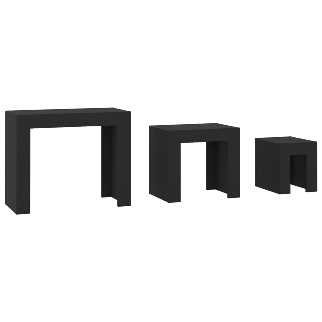 Tables basses gigognes 3 pcs noir bois d’ingénierie - Tables basses