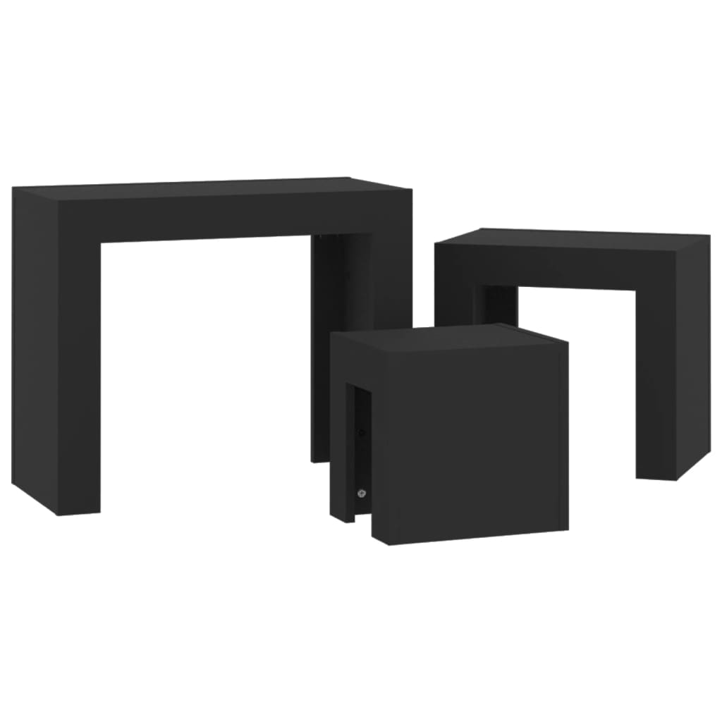 Tables basses gigognes 3 pcs noir bois d’ingénierie - Tables basses