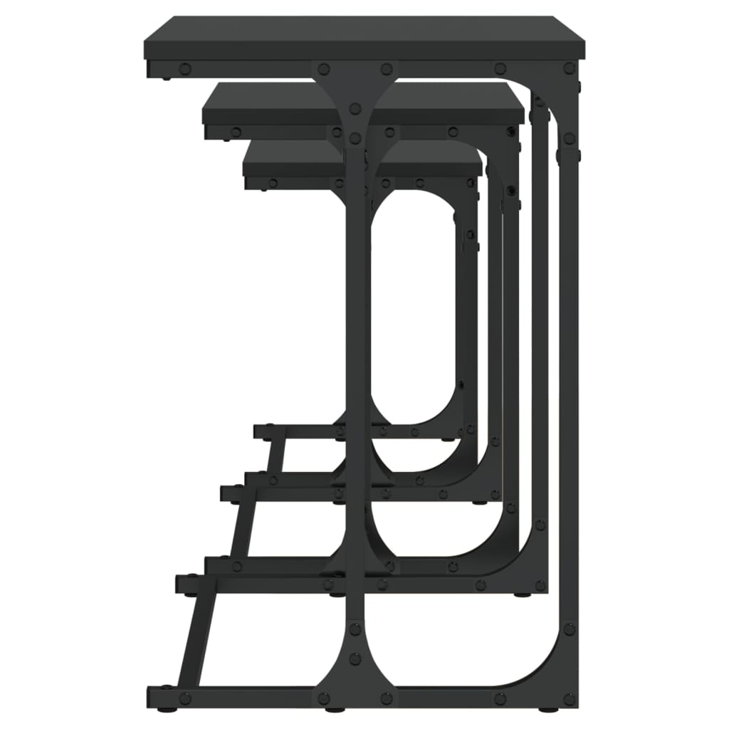 Tables basses gigognes 3 pcs noir bois d’ingénierie - Tables basses