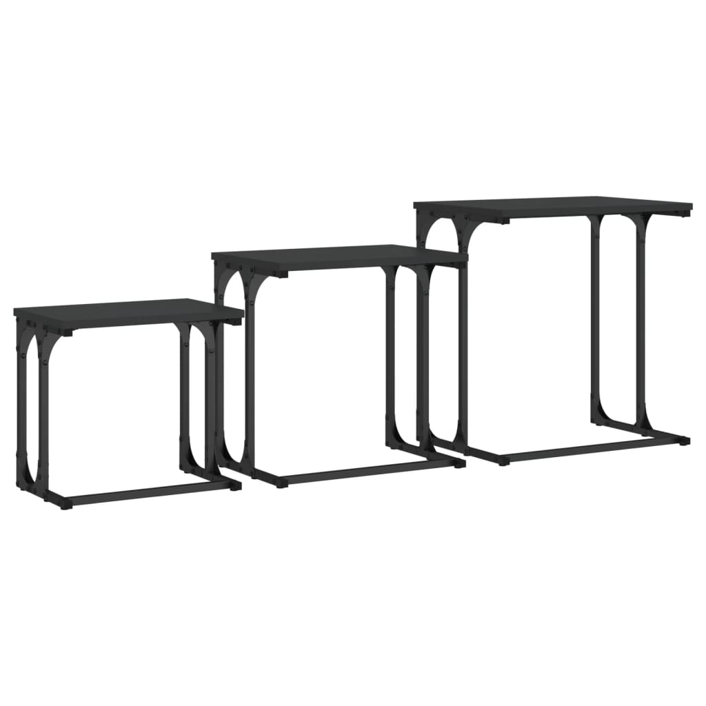 Tables basses gigognes 3 pcs noir bois d’ingénierie - Tables basses