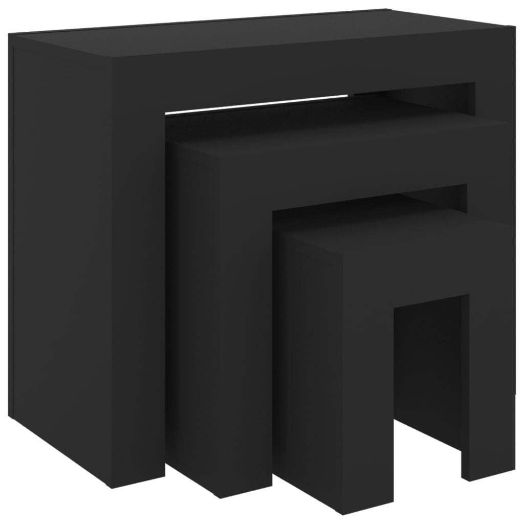 Tables basses gigognes 3 pcs noir bois d’ingénierie - Tables basses