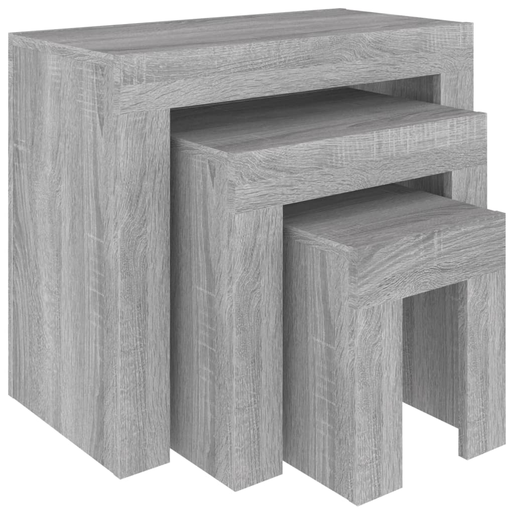 Tables basses gigognes 3 pcs sonoma gris bois d’ingénierie - Tables basses