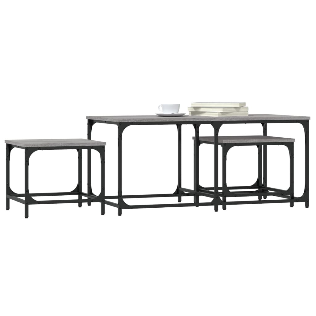 Tables basses gigognes 3 pcs sonoma gris bois d’ingénierie - Tables basses