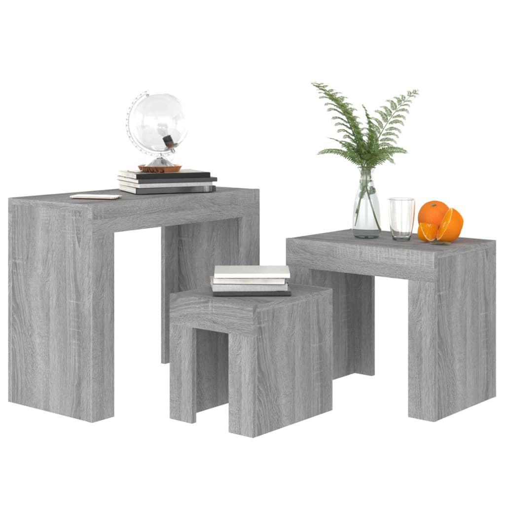Tables basses gigognes 3 pcs sonoma gris bois d’ingénierie - Tables basses