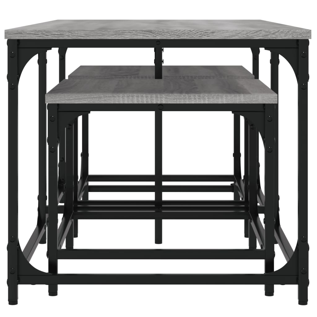 Tables basses gigognes 3 pcs sonoma gris bois d’ingénierie - Tables basses