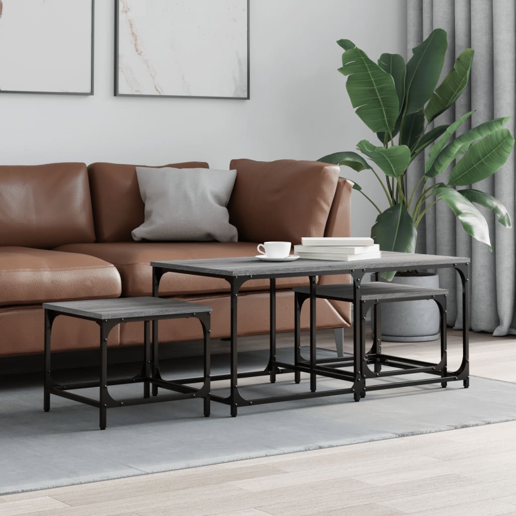 Tables basses gigognes 3 pcs sonoma gris bois d’ingénierie - Tables basses