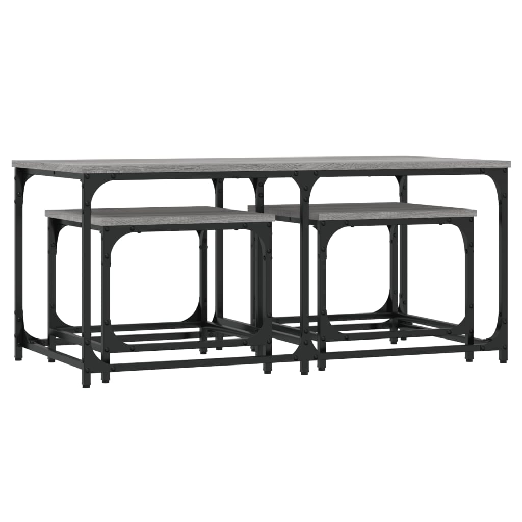 Tables basses gigognes 3 pcs sonoma gris bois d’ingénierie - Tables basses