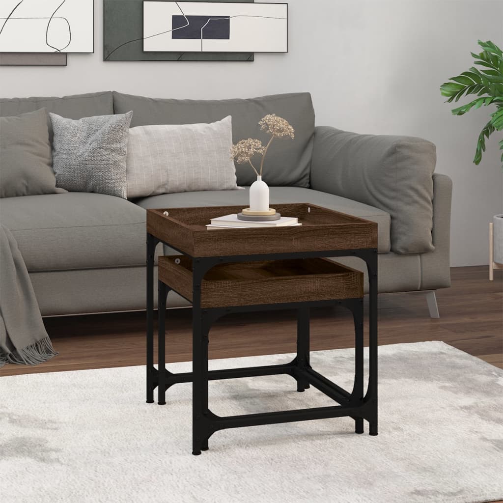 Tables d’appoint 2 pcs Chêne marron Bois d’ingénierie - Tables basses