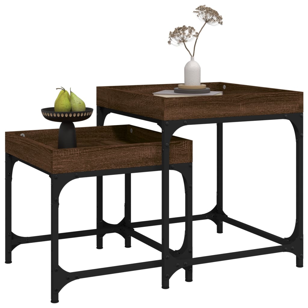Tables d’appoint 2 pcs Chêne marron Bois d’ingénierie - Tables basses