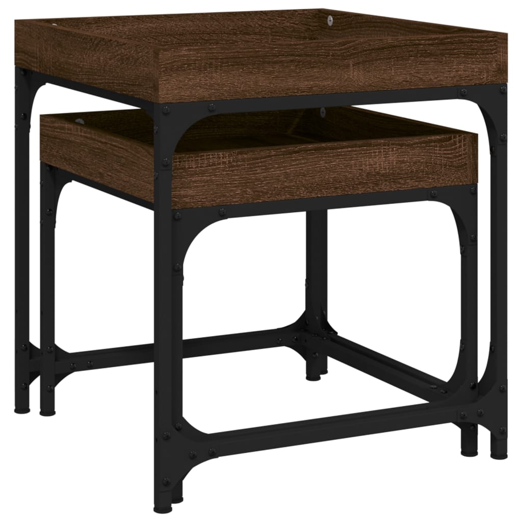 Tables d’appoint 2 pcs Chêne marron Bois d’ingénierie - Tables basses
