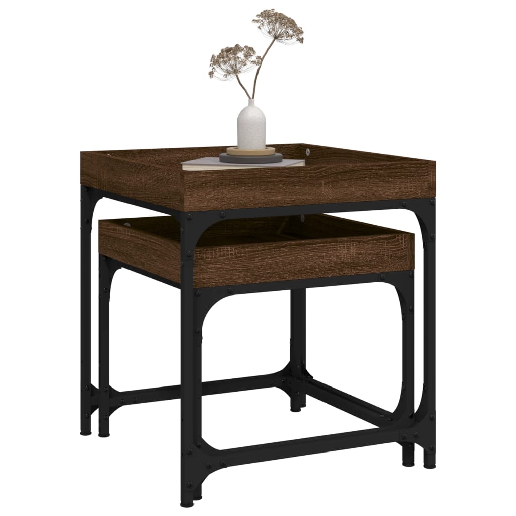 Tables d’appoint 2 pcs Chêne marron Bois d’ingénierie - Tables basses