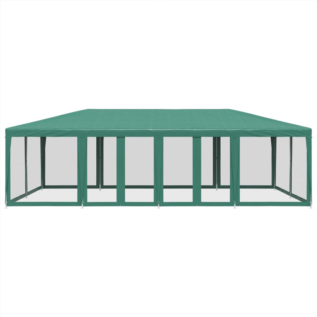 Tente de fête avec 12 parois latérales en maille vert 8x4m PEHD - Auvents & abris