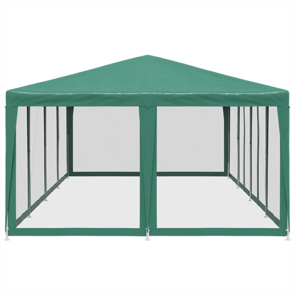 Tente de fête avec 12 parois latérales en maille vert 8x4m PEHD - Auvents & abris