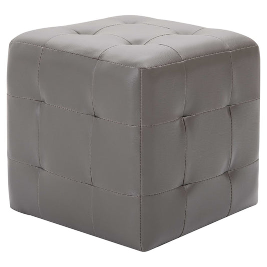 2 pcs Poufs Gris 30 x 30 x 30 cm Similicuir - Poufs