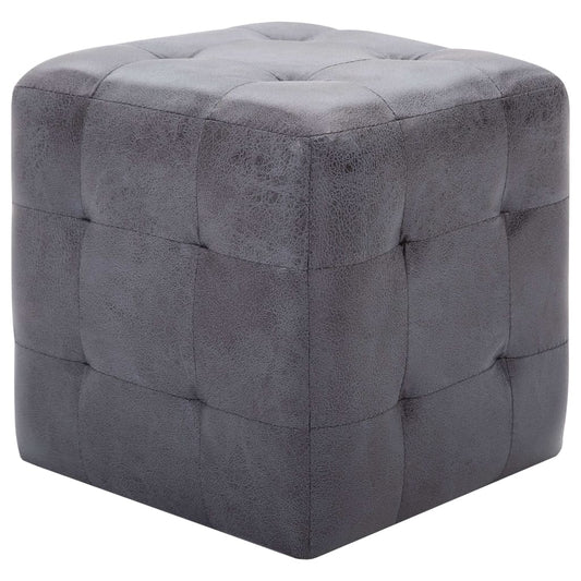 2 pcs Poufs Gris 30 x 30 x 30 cm Similicuir daim - Poufs