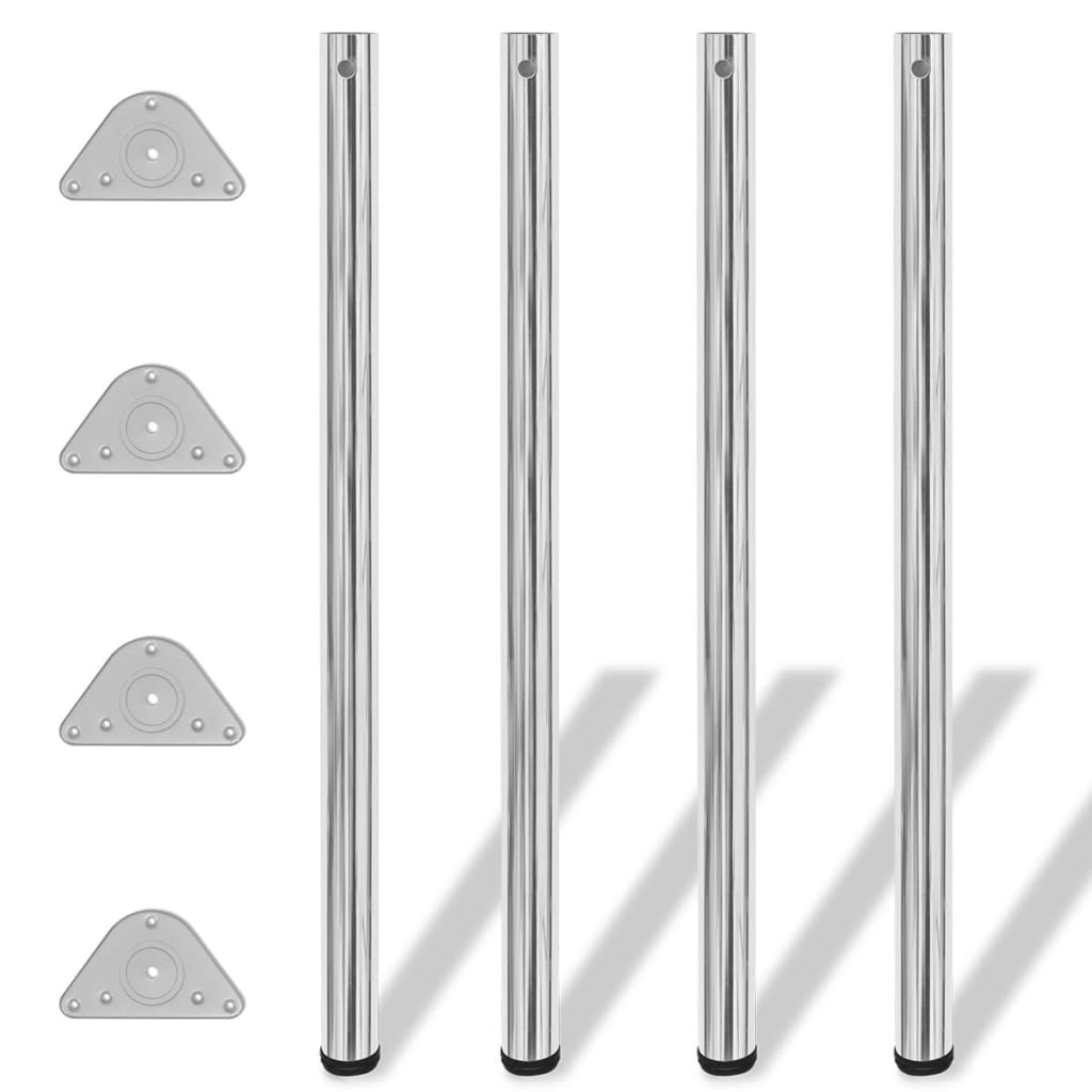 4 pieds de table réglables en hauteur 1100 mm Chromé - Pieds de table