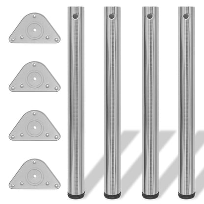 4 pieds de table réglables en hauteur 710 mm Nickel brossé - Pieds de table