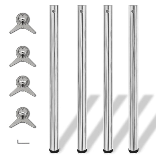 4 pieds de table réglables en hauteur 870 mm Chromé - Pieds de table