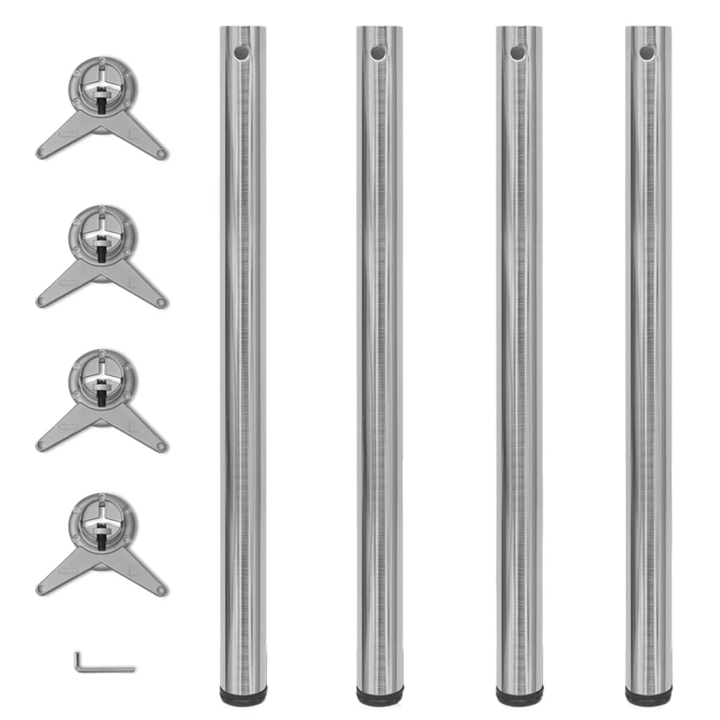 4 pieds de table réglables en hauteur 870 mm Nickel brossé - Pieds de table