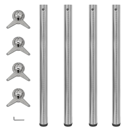 4 pieds de table réglables en hauteur 870 mm Nickel brossé - Pieds de table