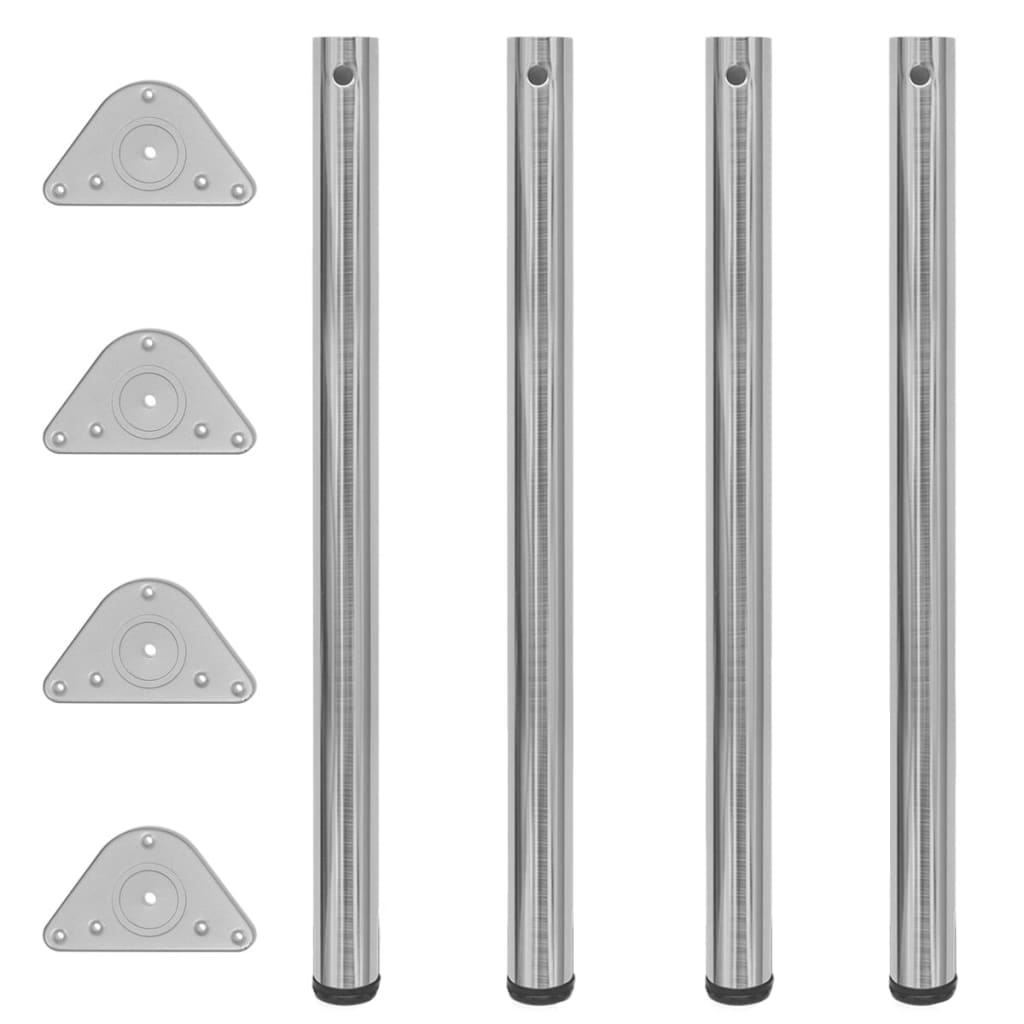4 pieds de table réglables en hauteur 870 mm Nickel brossé - Pieds de table