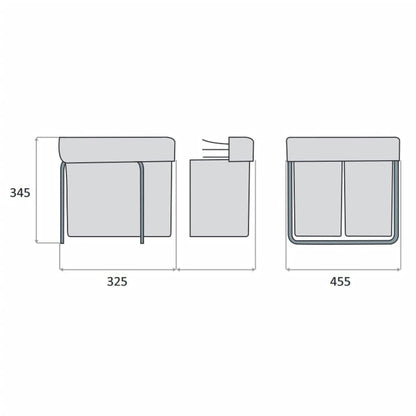 Collecteur de déchets sélectif à roulettes rectangulaire