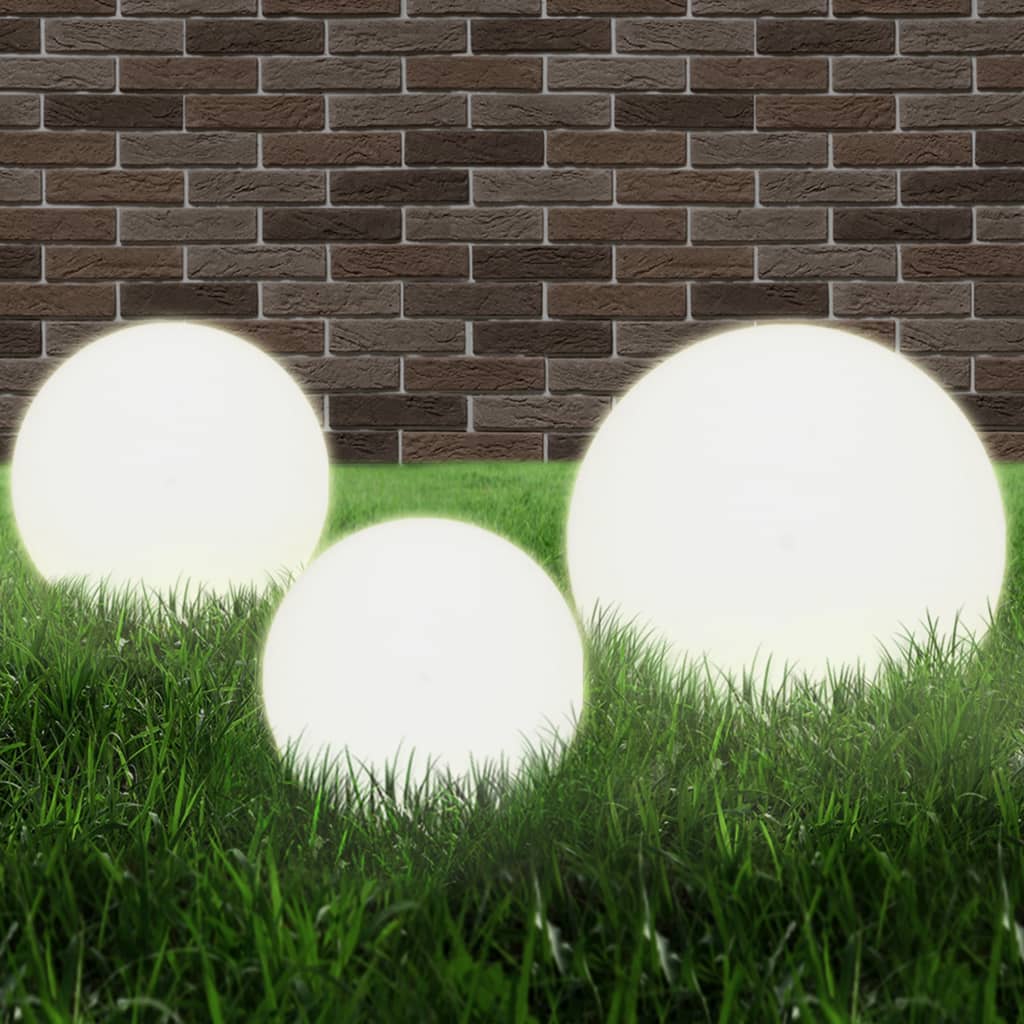 6 pcs Jeu de lampe boule à LED PMMA sphérique 20/30/40 cm - Éclairage extérieur