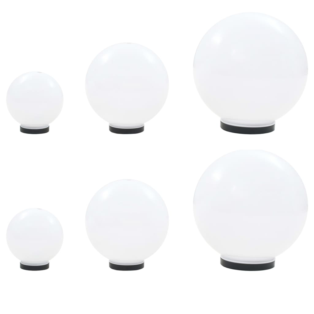 6 pcs Jeu de lampe boule à LED PMMA sphérique 20/30/40 cm - Éclairage extérieur