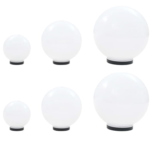 6 pcs Jeu de lampe boule à LED PMMA sphérique 20/30/40 cm - Éclairage extérieur