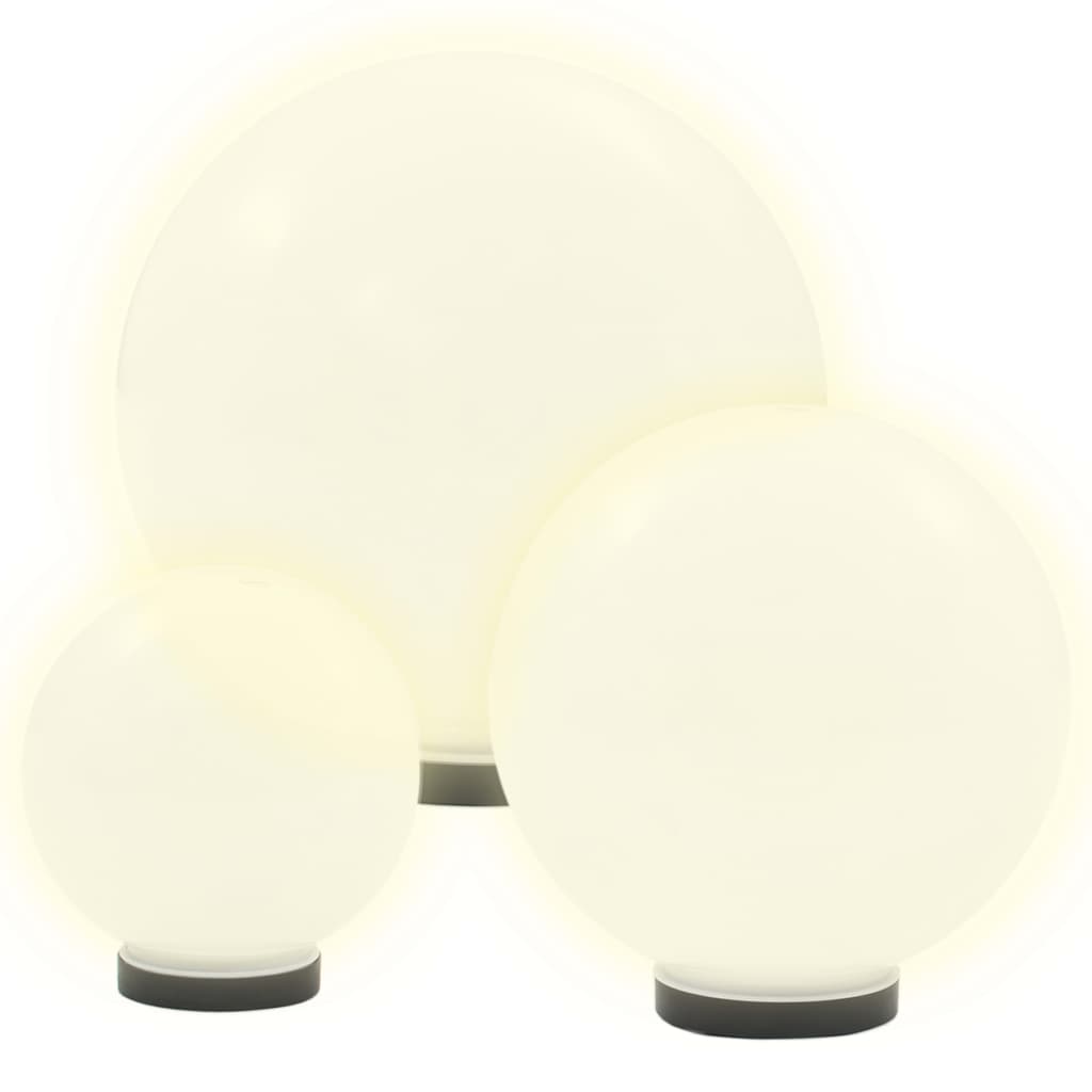 6 pcs Jeu de lampe boule à LED PMMA sphérique 20/30/40 cm - Éclairage extérieur