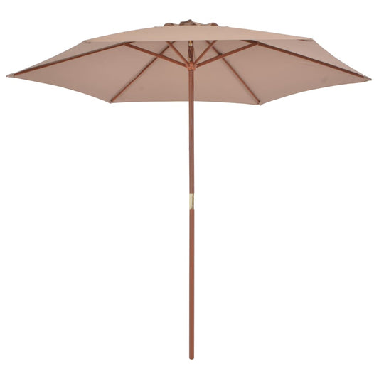 Parasol d'extérieur avec mât en bois 270 cm taupe