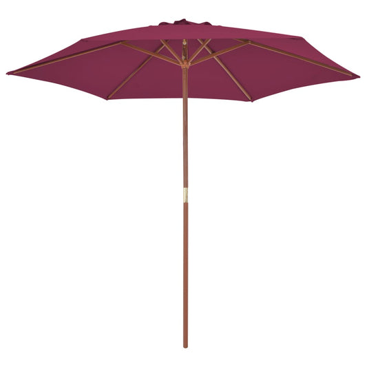 Parasol d'extérieur avec mât en bois 270 cm rouge bordeaux