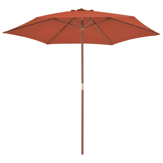 Parasol d'extérieur avec mât en bois 270 cm Terre cuite