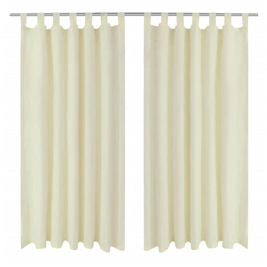 2 pcs Rideau à Passant Micro Satin Crème 140 x 245 cm