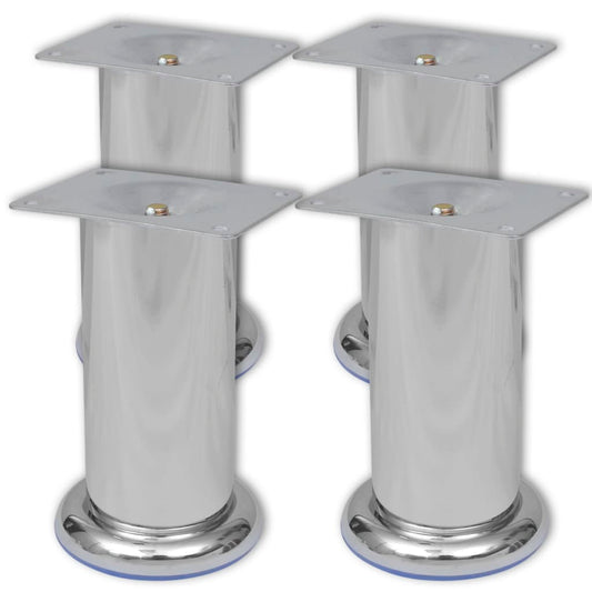 4 pieds ronds de canapé en Nickel brossé 120 mm