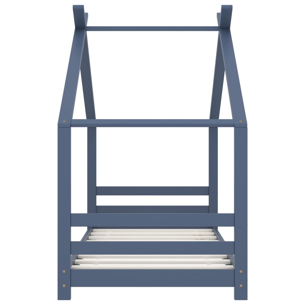 Cadre de lit d'enfant Gris Bois de pin massif 80x160 cm