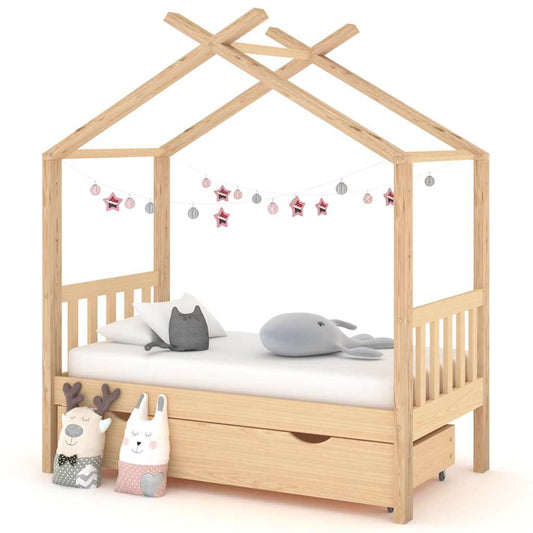 Cadre de lit d'enfant avec tiroir bois de pin massif 70x140 cm