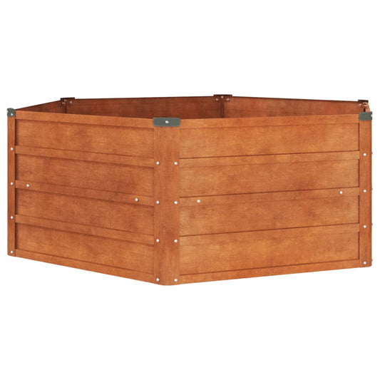 Bac à fleurs surélevé de jardin rouillé 129x129x45 cm acier corten