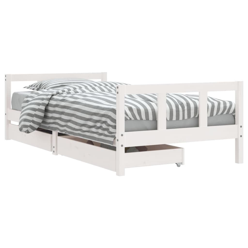 Cadre de lit d'enfants tiroirs blanc 90x190 cm bois pin massif