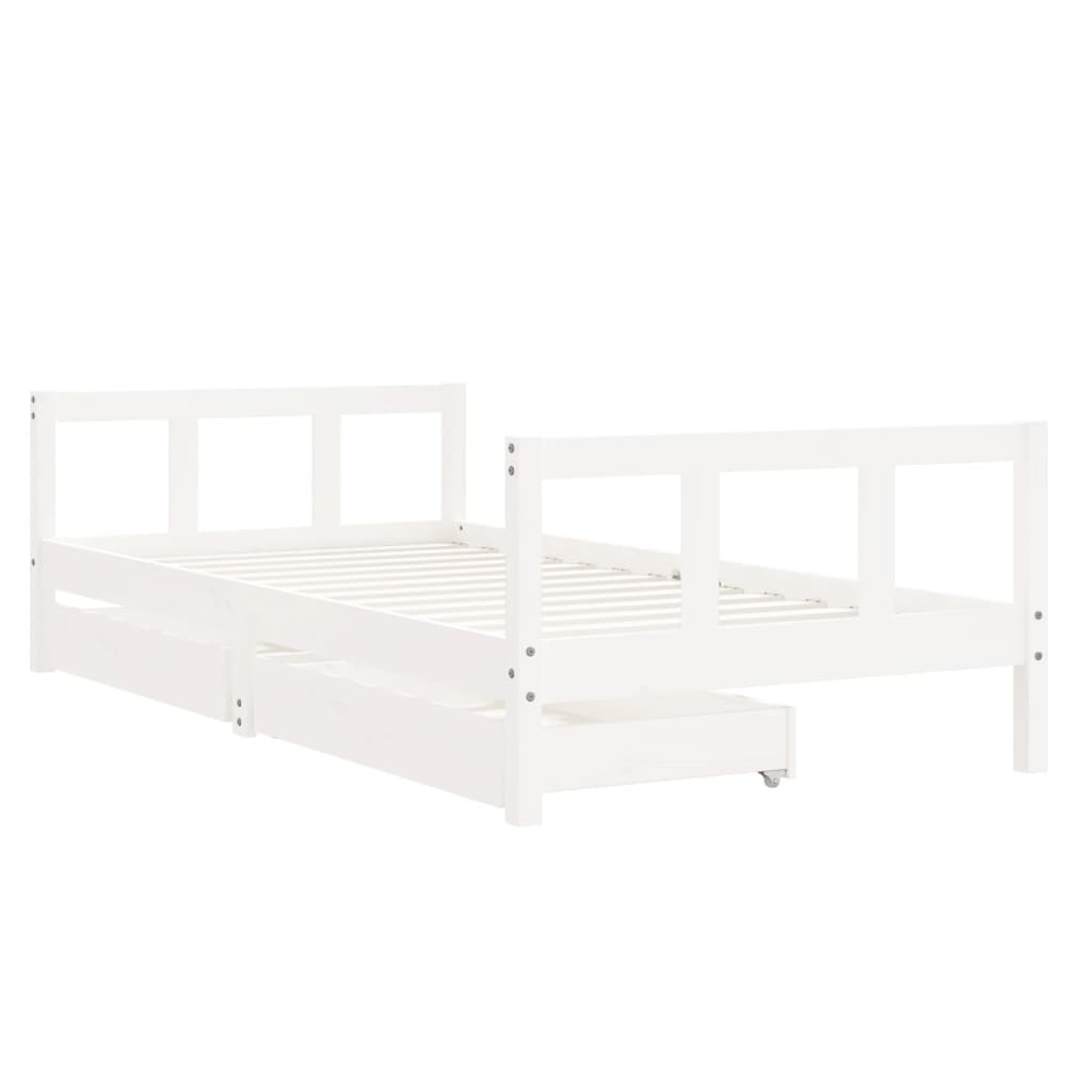 Cadre de lit d'enfants tiroirs blanc 90x190 cm bois pin massif