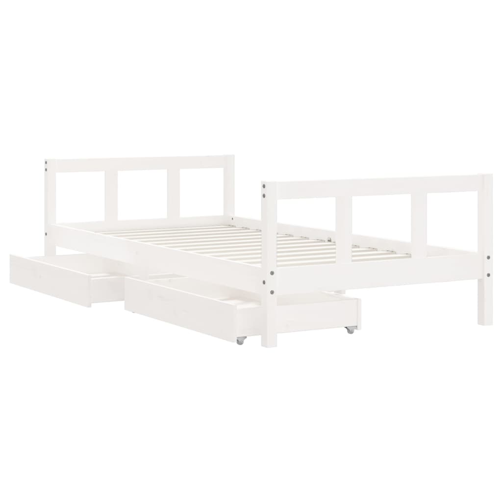 Cadre de lit d'enfants tiroirs blanc 90x190 cm bois pin massif