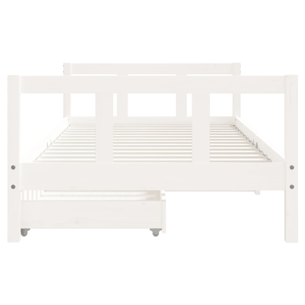 Cadre de lit d'enfants tiroirs blanc 90x190 cm bois pin massif