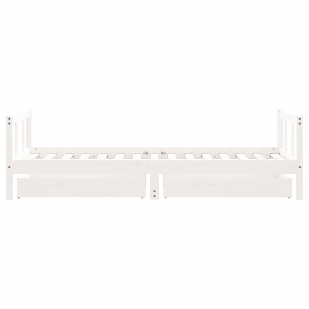 Cadre de lit d'enfants tiroirs blanc 90x190 cm bois pin massif