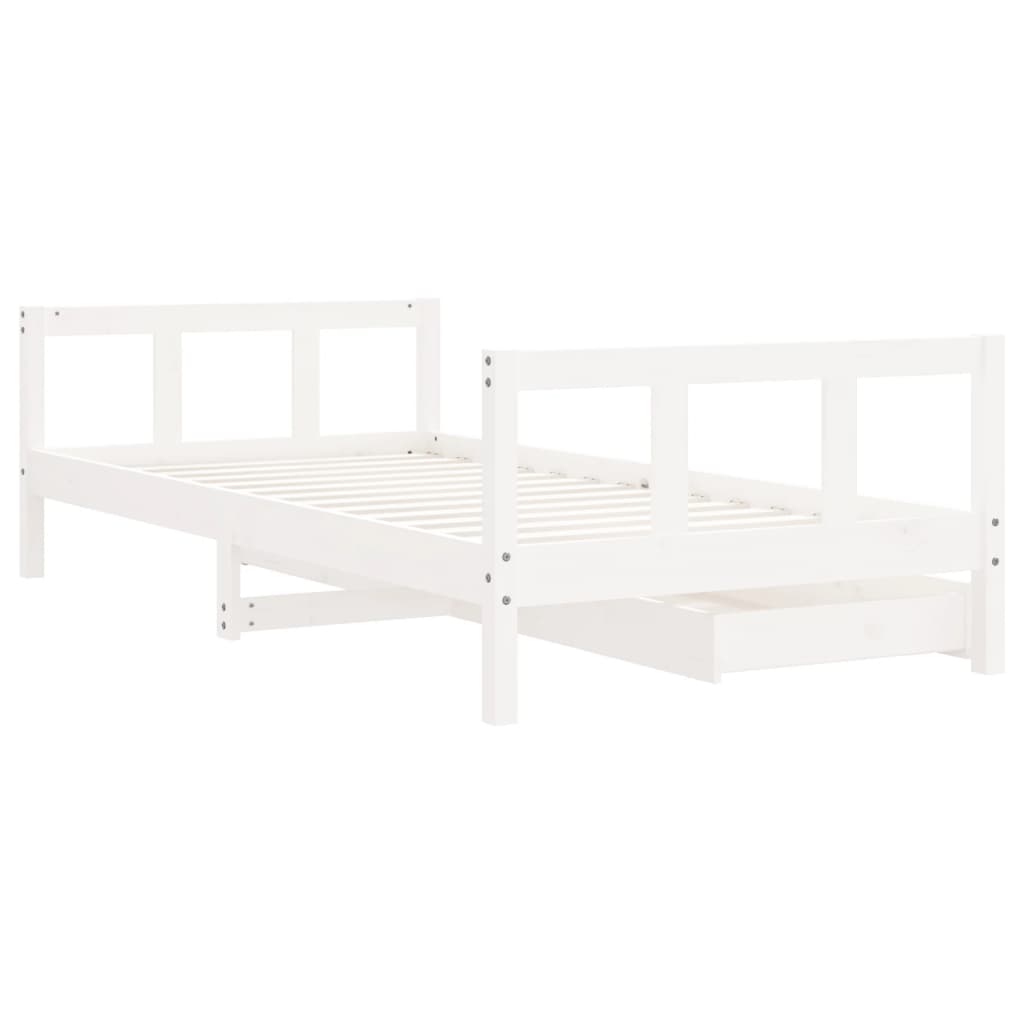 Cadre de lit d'enfants tiroirs blanc 90x190 cm bois pin massif