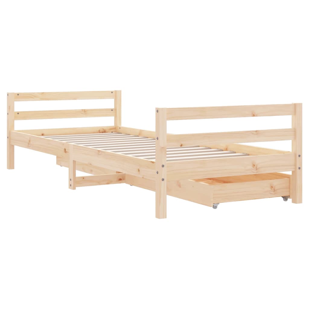 Cadre de lit d'enfants et tiroirs 90x190 cm bois de pin massif