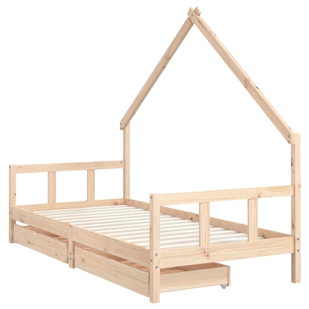 Cadre de lit d'enfants et tiroirs 90x190 cm bois de pin massif
