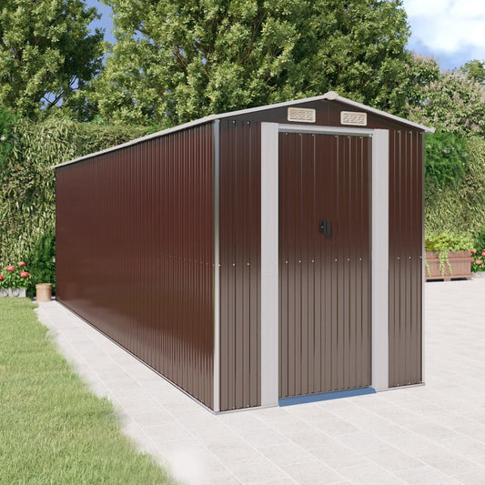 Abri de jardin Marron foncé 192x606x223 cm Acier galvanisé