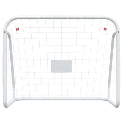 But de football et filet blanc 125x96x60 cm acier et polyester