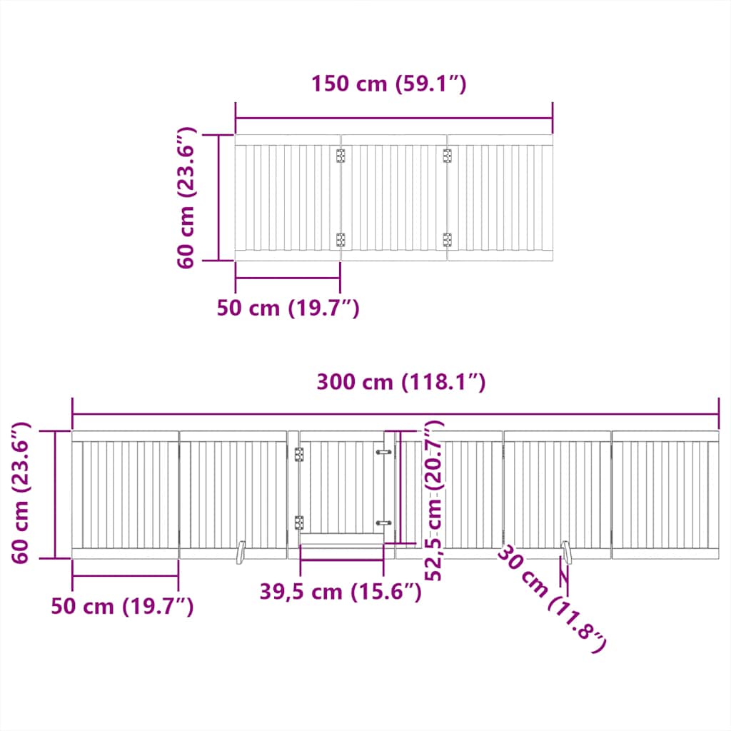 Barrière pour chien porte pliable 12 panneaux bois de peuplier